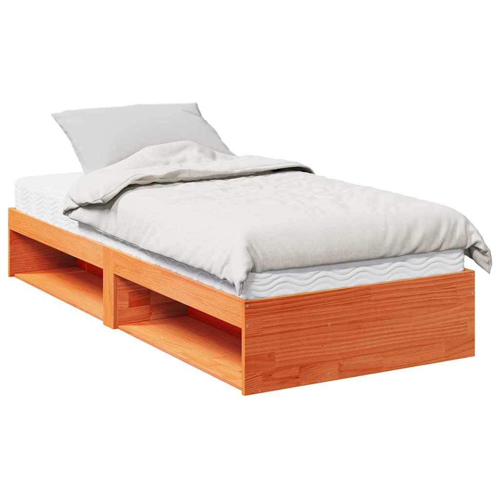Lit de jour avec matelas cire marron 90x190 cm bois pin massif - XIOS