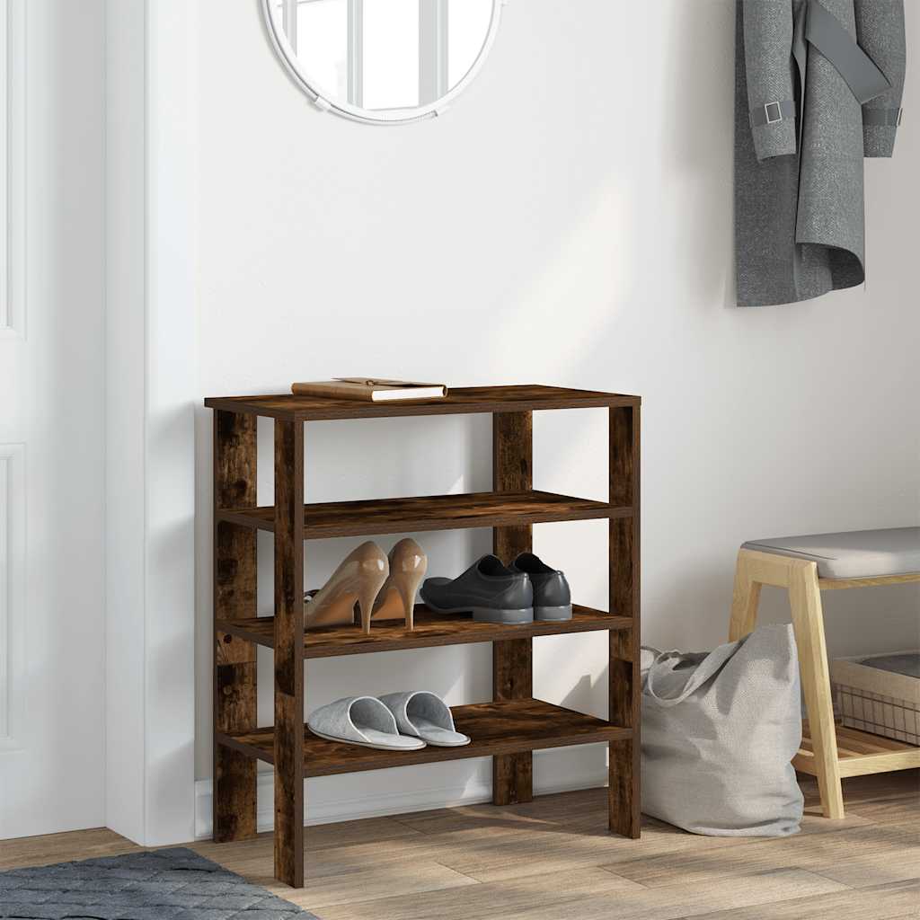 Étagère à chaussures chêne fumé 61x32x70 cm bois d'ingénierie