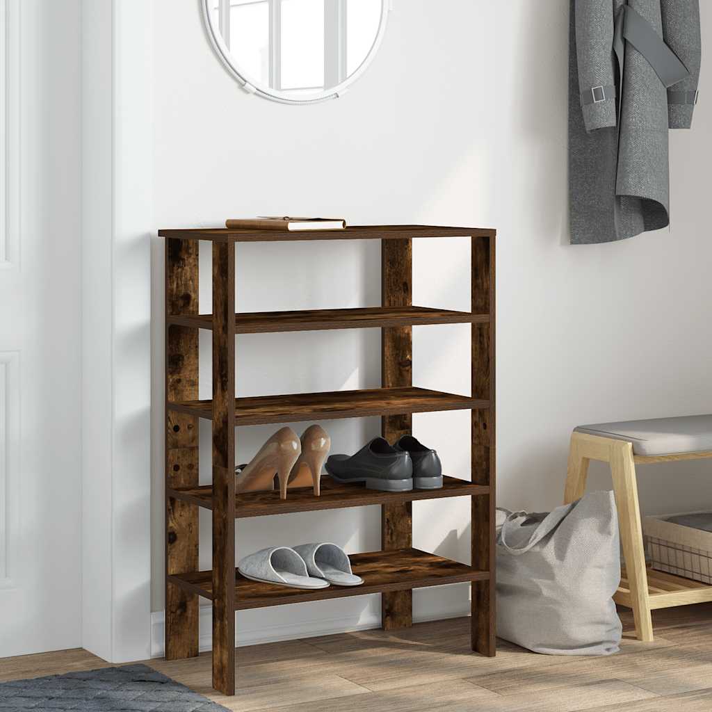 Étagère à chaussures chêne fumé 61x32x87,5 cm bois d'ingénierie - XIOS