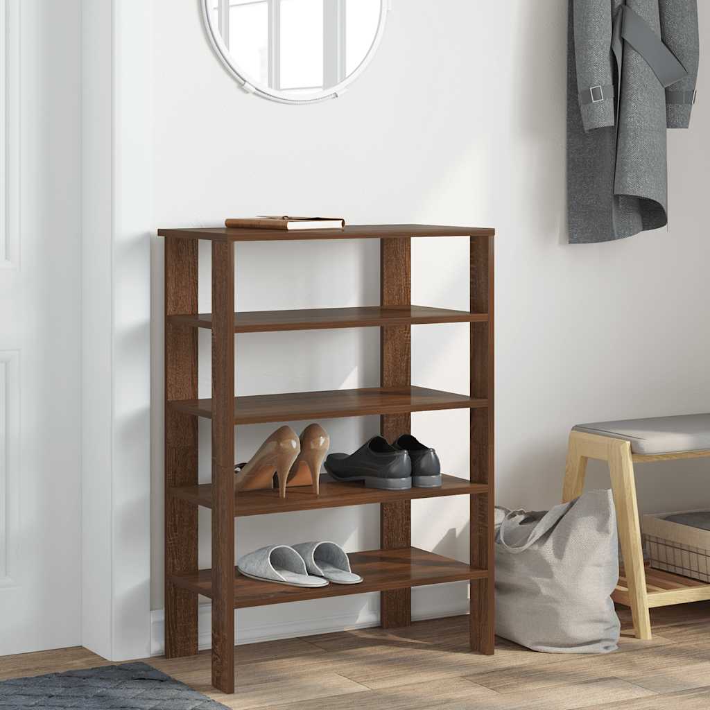 Étagère à chaussures chêne marron 61x32x87,5 cm bois ingénierie