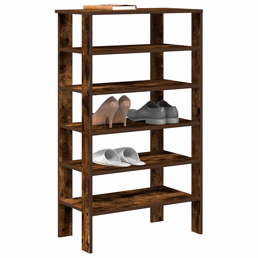 Étagère à chaussures chêne fumé 61x32x105 cm bois d'ingénierie - XIOS