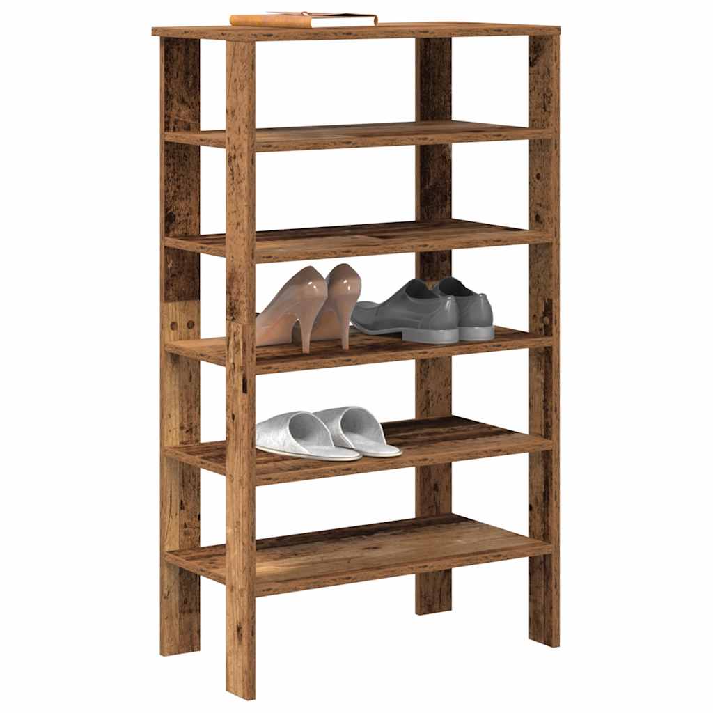 Étagère à chaussures vieux bois 61x32x105 cm bois d'ingénierie - XIOS