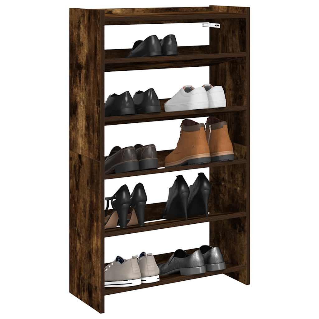 Étagère à chaussures chêne fumé 60x25x100 cm bois d'ingénierie - XIOS