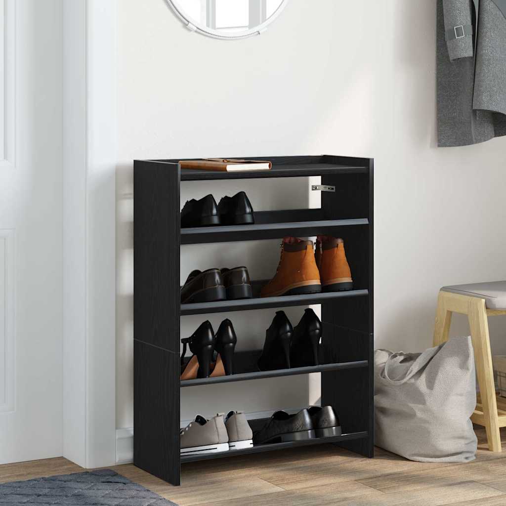 Étagère à chaussures noir 60x25x81 cm bois d'ingénierie - XIOS