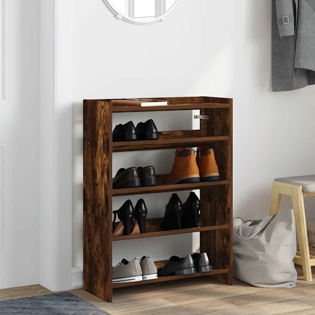 Étagère à chaussures chêne fumé 60x25x81 cm bois d'ingénierie - XIOS