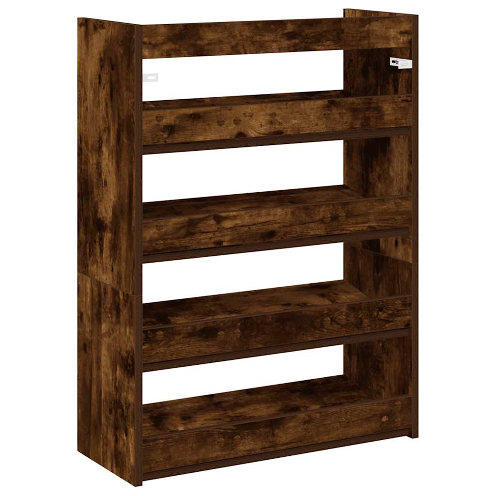 Étagère à chaussures chêne fumé 60x25x81 cm bois d'ingénierie - XIOS