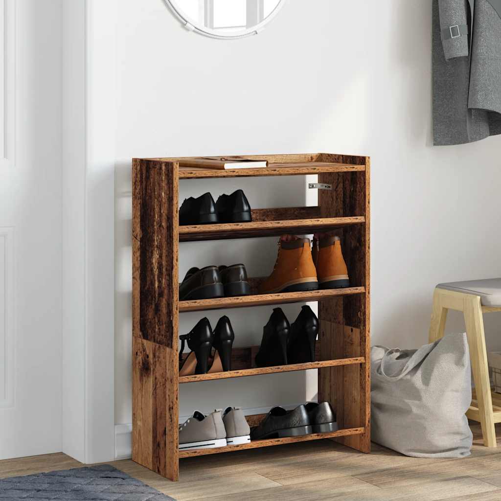 Étagère à chaussures vieux bois 60x25x81 cm bois d'ingénierie - XIOS
