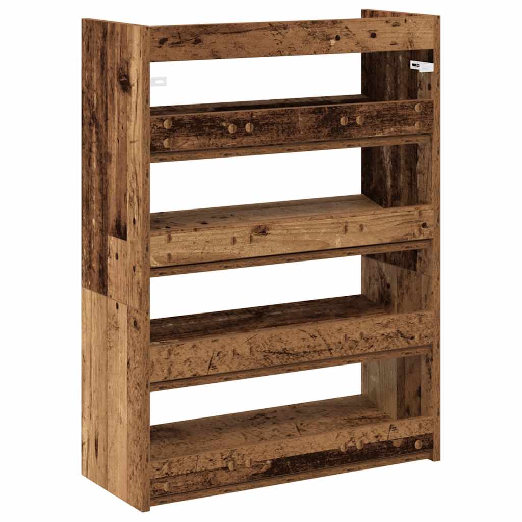 Étagère à chaussures vieux bois 60x25x81 cm bois d'ingénierie - XIOS
