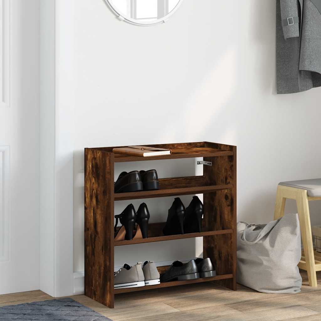 Étagère à chaussures chêne fumé 60x25x62 cm bois d'ingénierie - XIOS