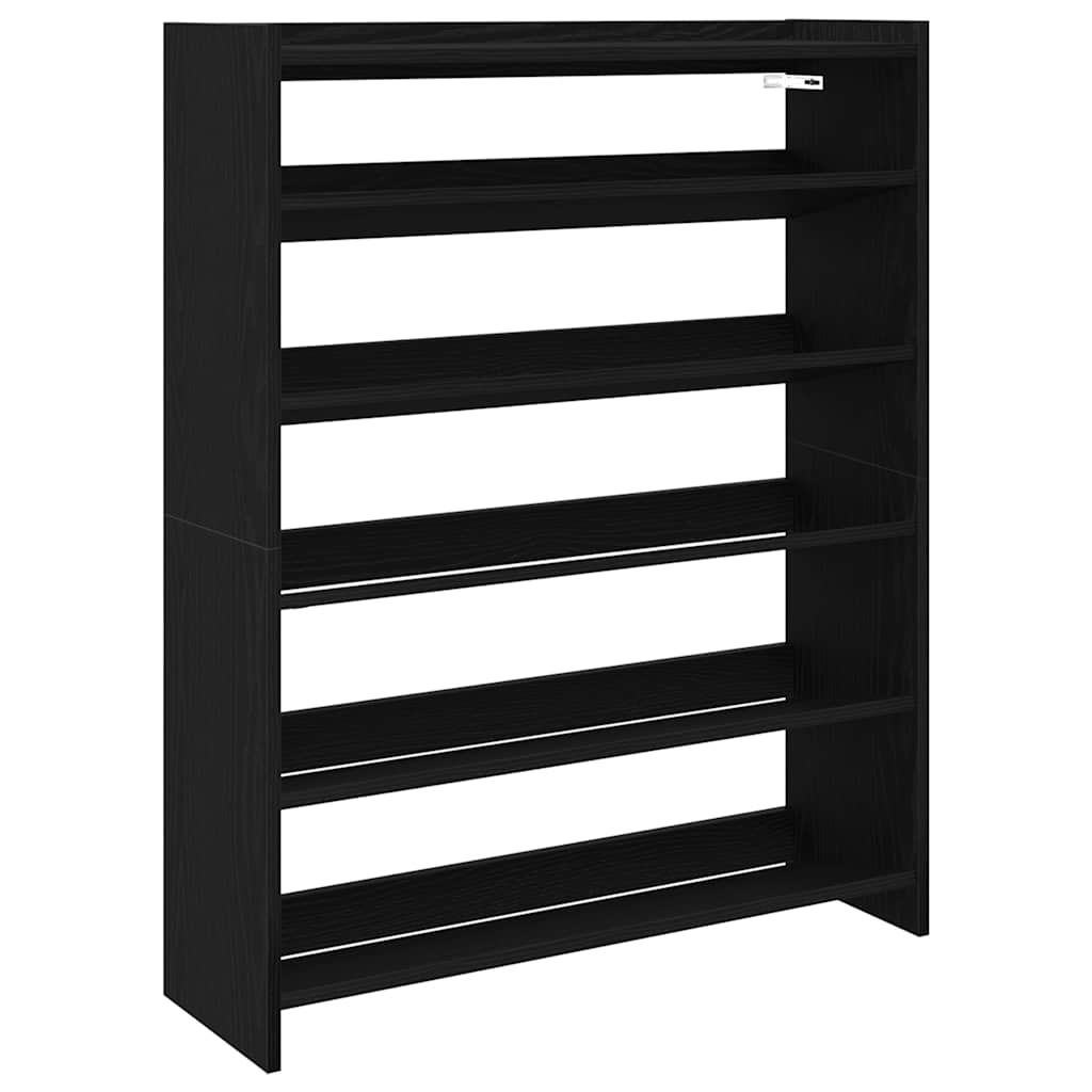 Étagère à chaussures noir 80x25x100 cm bois d'ingénierie - XIOS