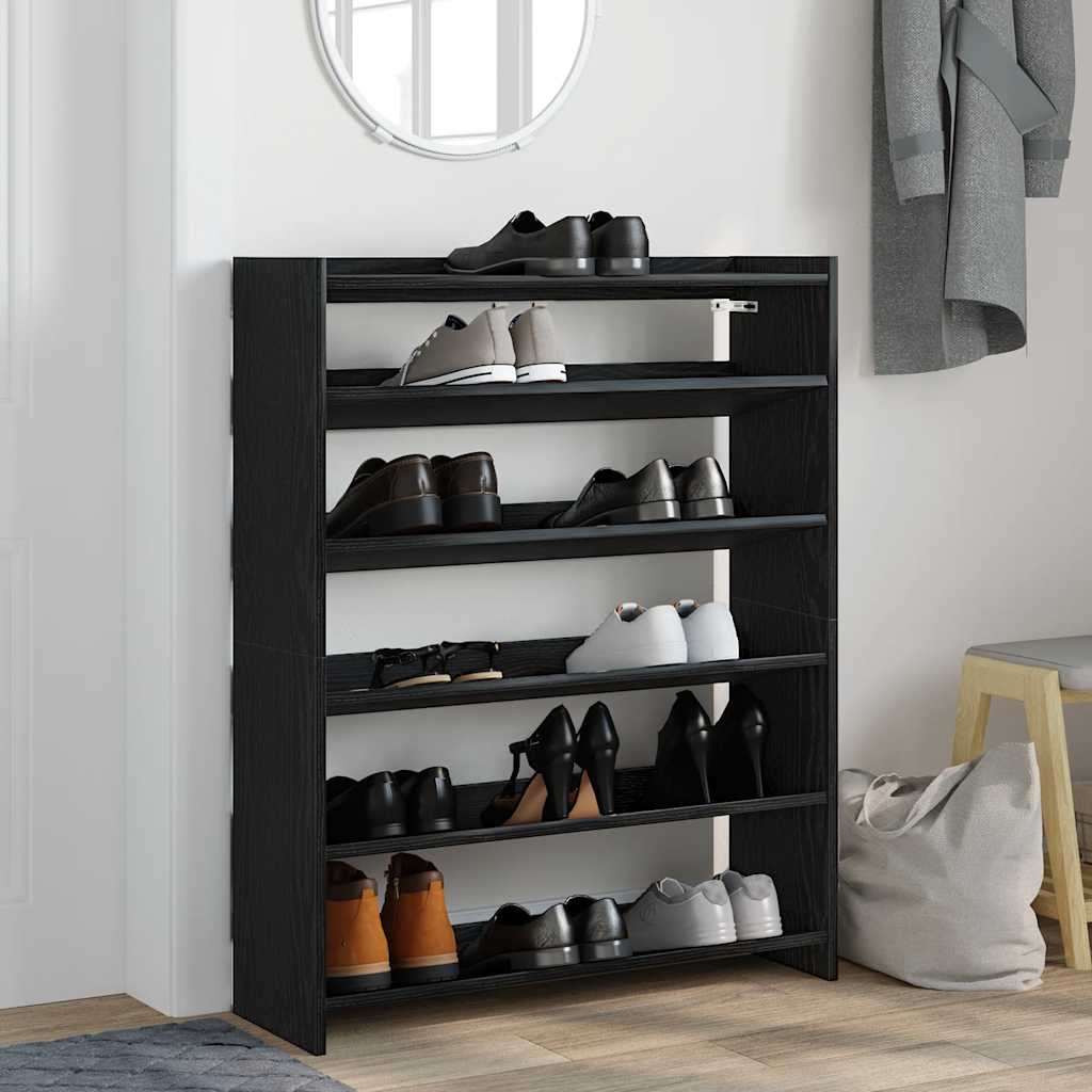 Étagère à chaussures noir 80x25x100 cm bois d'ingénierie - XIOS