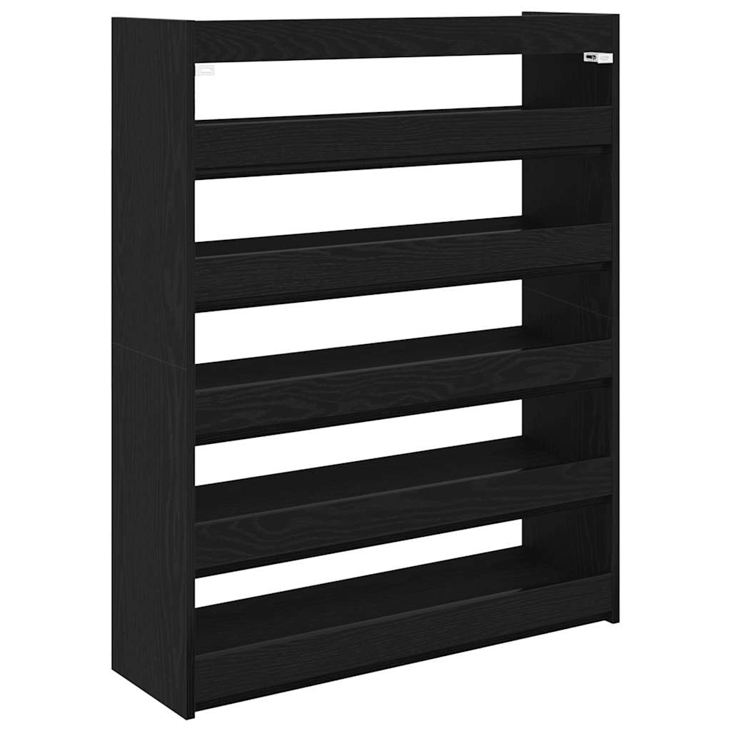 Étagère à chaussures noir 80x25x100 cm bois d'ingénierie - XIOS
