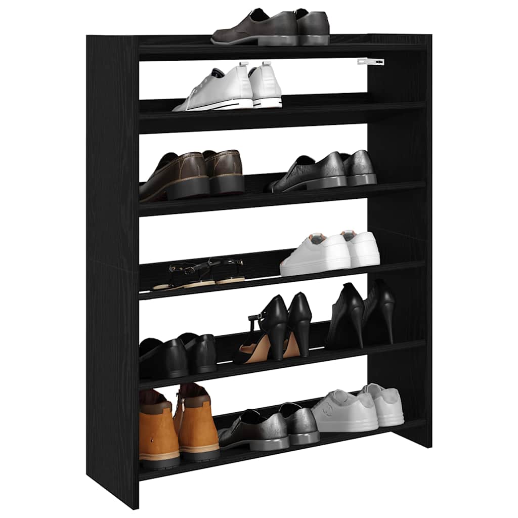 Étagère à chaussures noir 80x25x100 cm bois d'ingénierie - XIOS