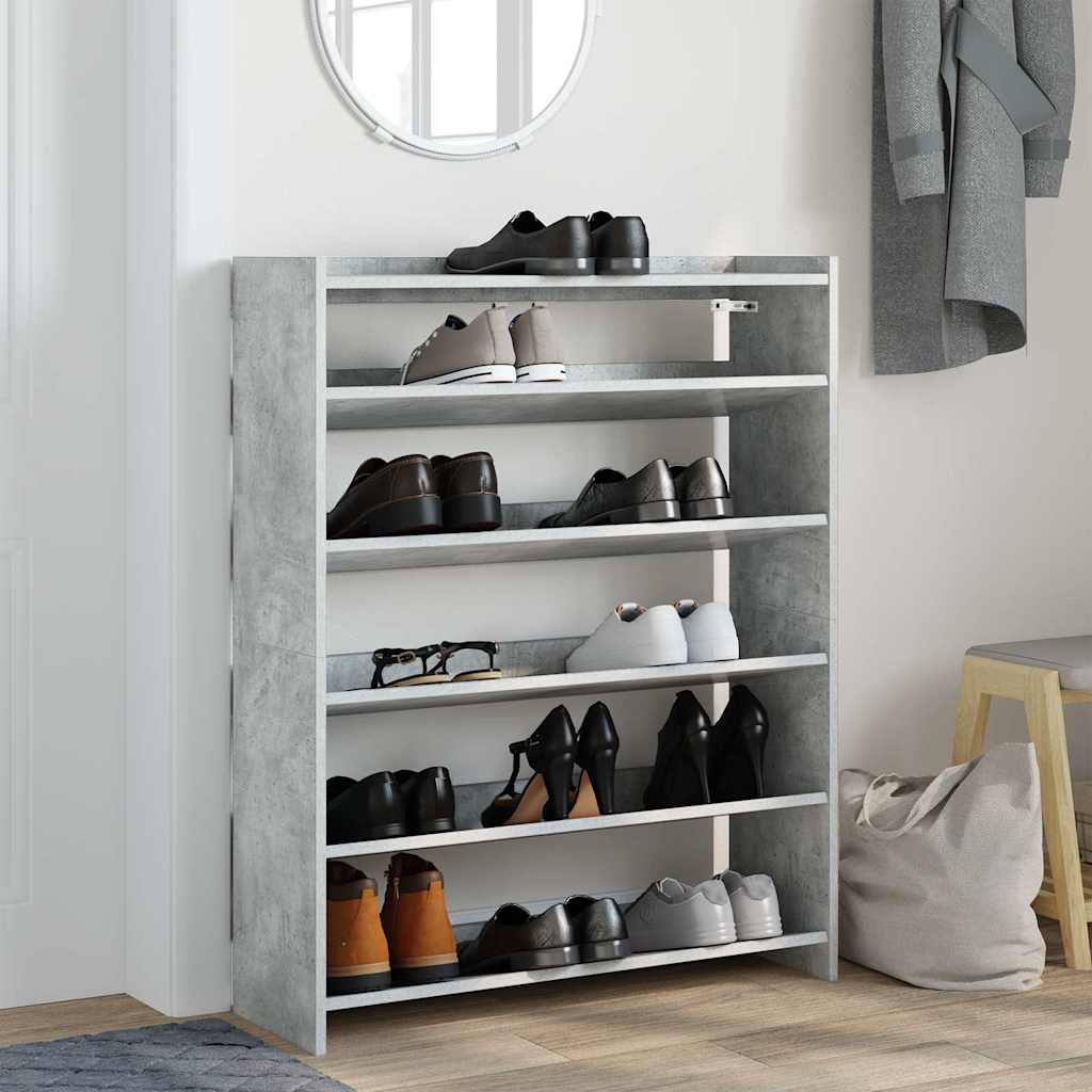 Étagère à chaussures gris béton 80x25x100 cm bois d'ingénierie - XIOS