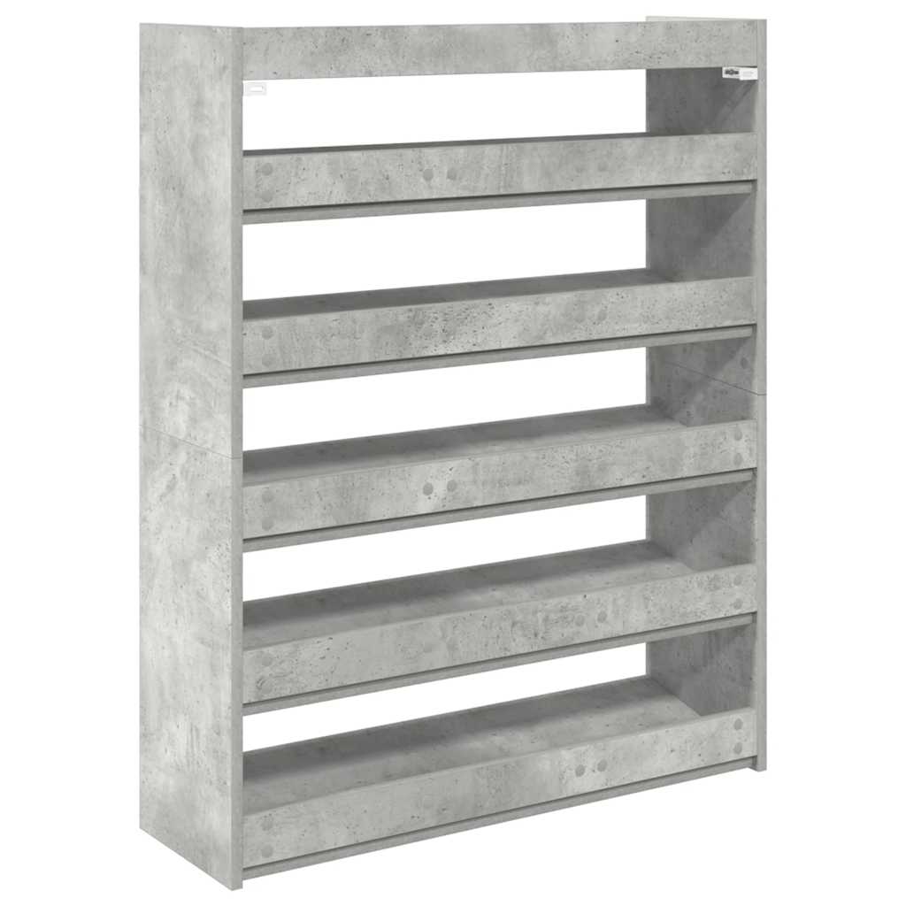 Étagère à chaussures gris béton 80x25x100 cm bois d'ingénierie - XIOS