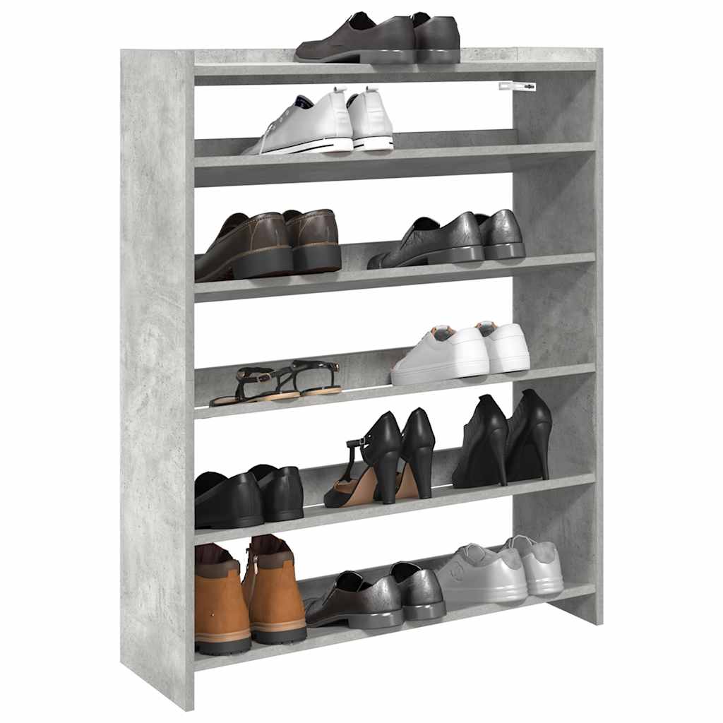 Étagère à chaussures gris béton 80x25x100 cm bois d'ingénierie - XIOS