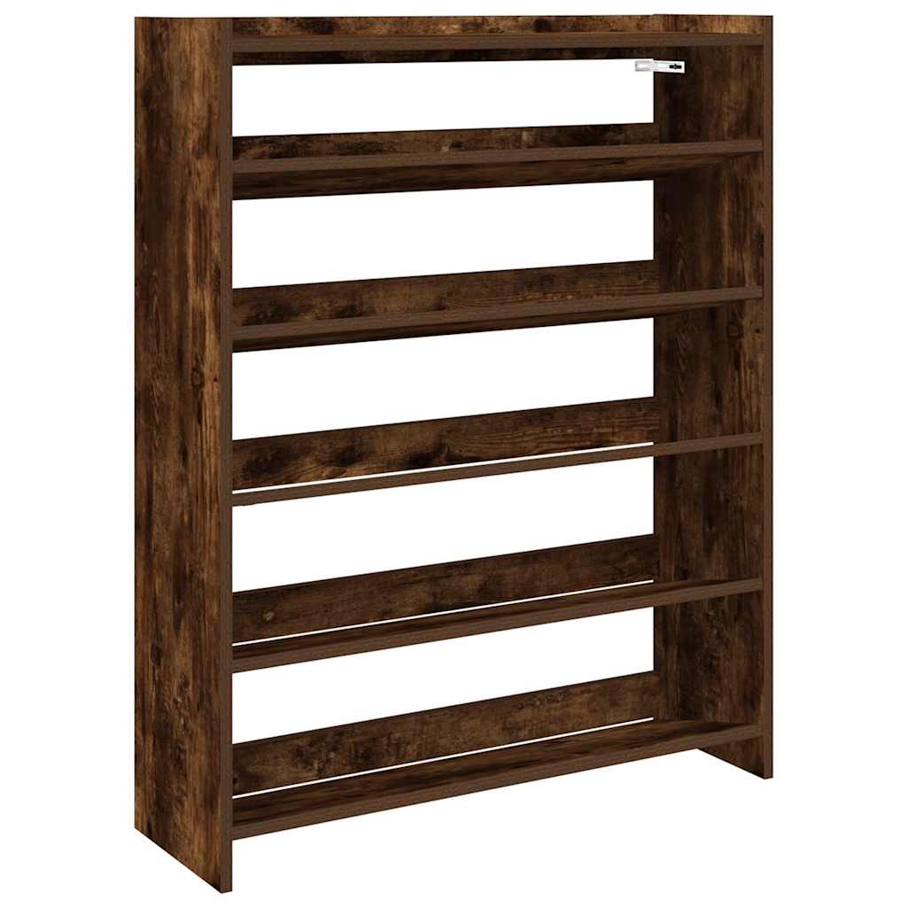 Étagère à chaussures chêne fumé 80x25x100 cm bois d'ingénierie - XIOS