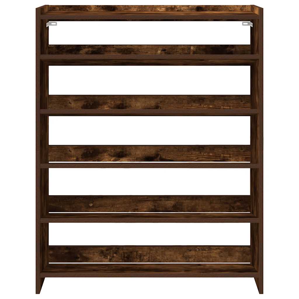 Étagère à chaussures chêne fumé 80x25x100 cm bois d'ingénierie - XIOS