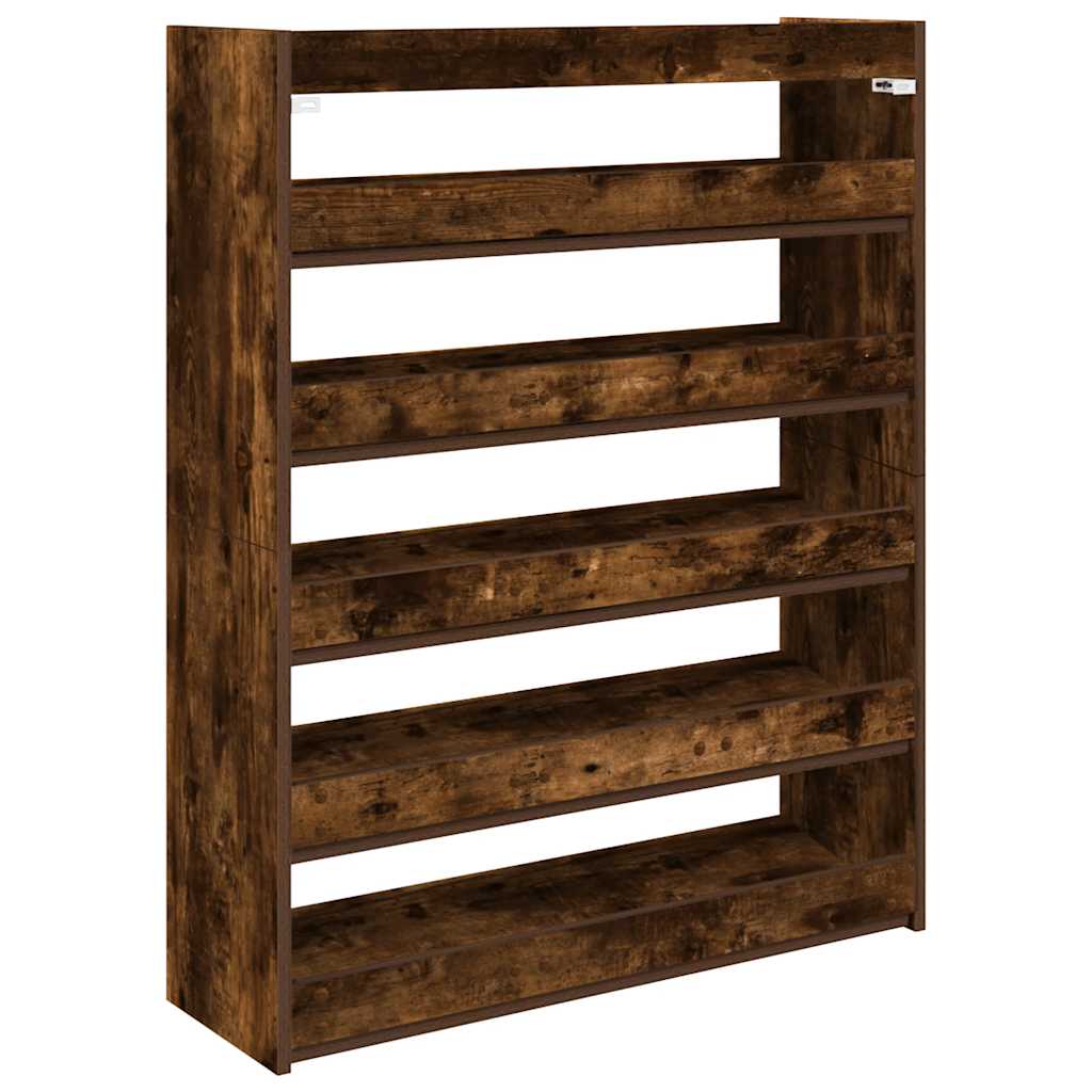 Étagère à chaussures chêne fumé 80x25x100 cm bois d'ingénierie - XIOS