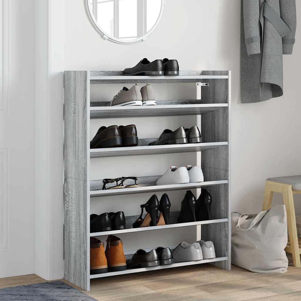 Étagère à chaussures sonoma gris 80x25x100 cm bois d'ingénierie - XIOS