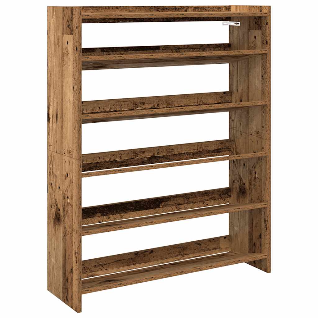 Étagère à chaussures vieux bois 80x25x100 cm bois d'ingénierie - XIOS