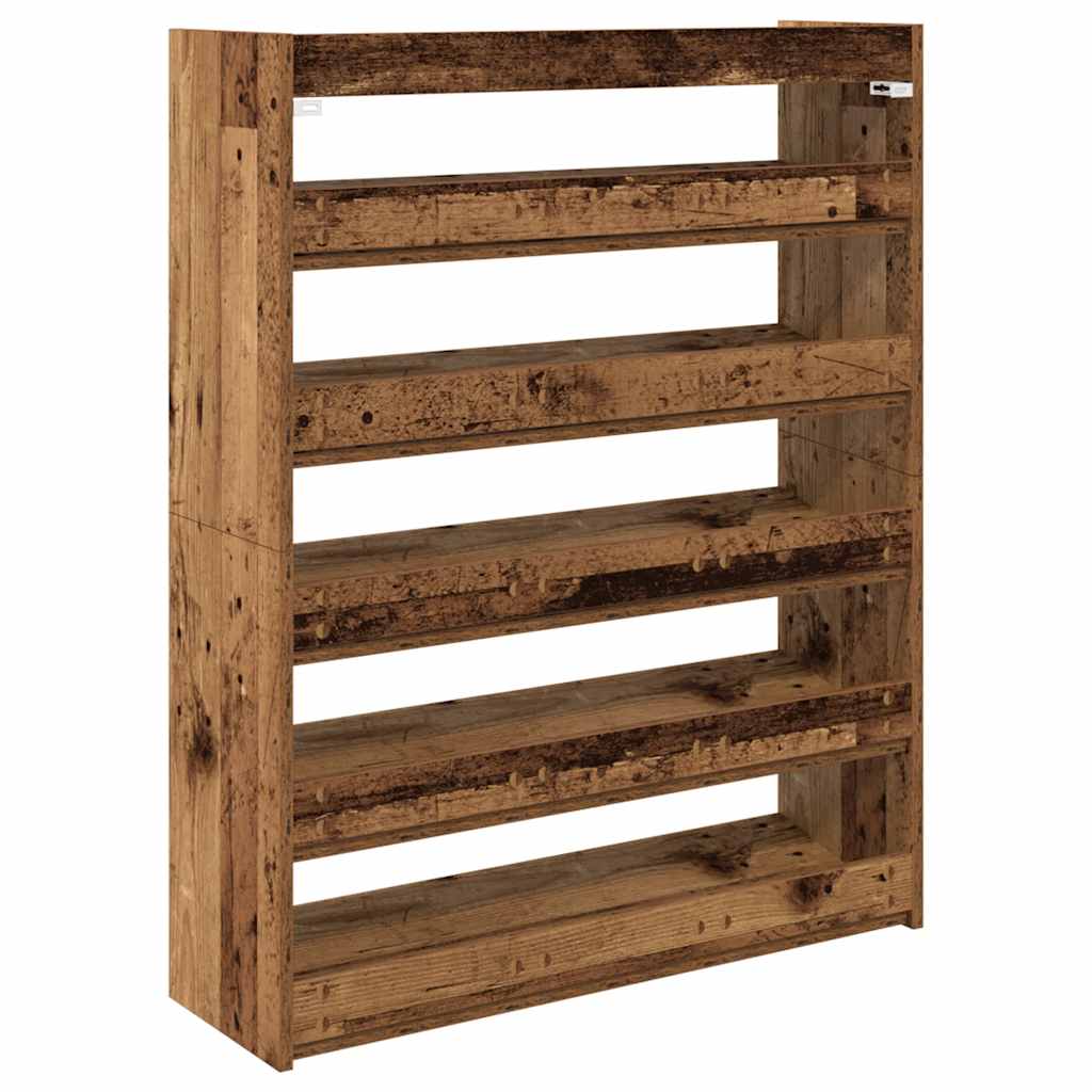 Étagère à chaussures vieux bois 80x25x100 cm bois d'ingénierie - XIOS