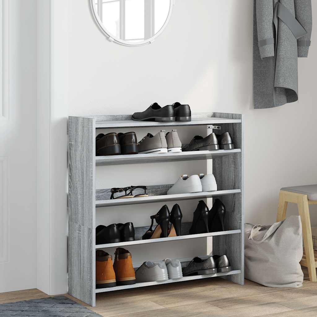 Étagère à chaussures sonoma gris 80x25x81 cm bois d'ingénierie - XIOS