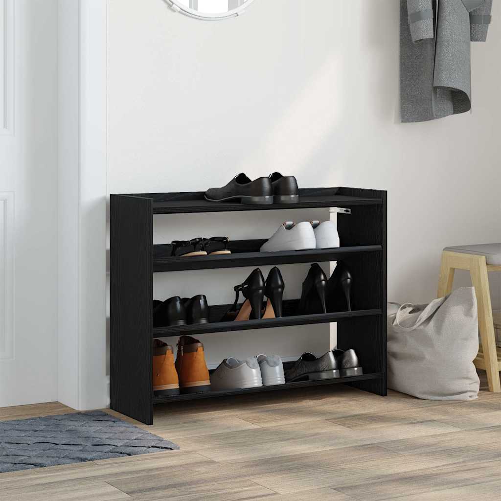 Étagère à chaussures noir 80x25x62 cm bois d'ingénierie
