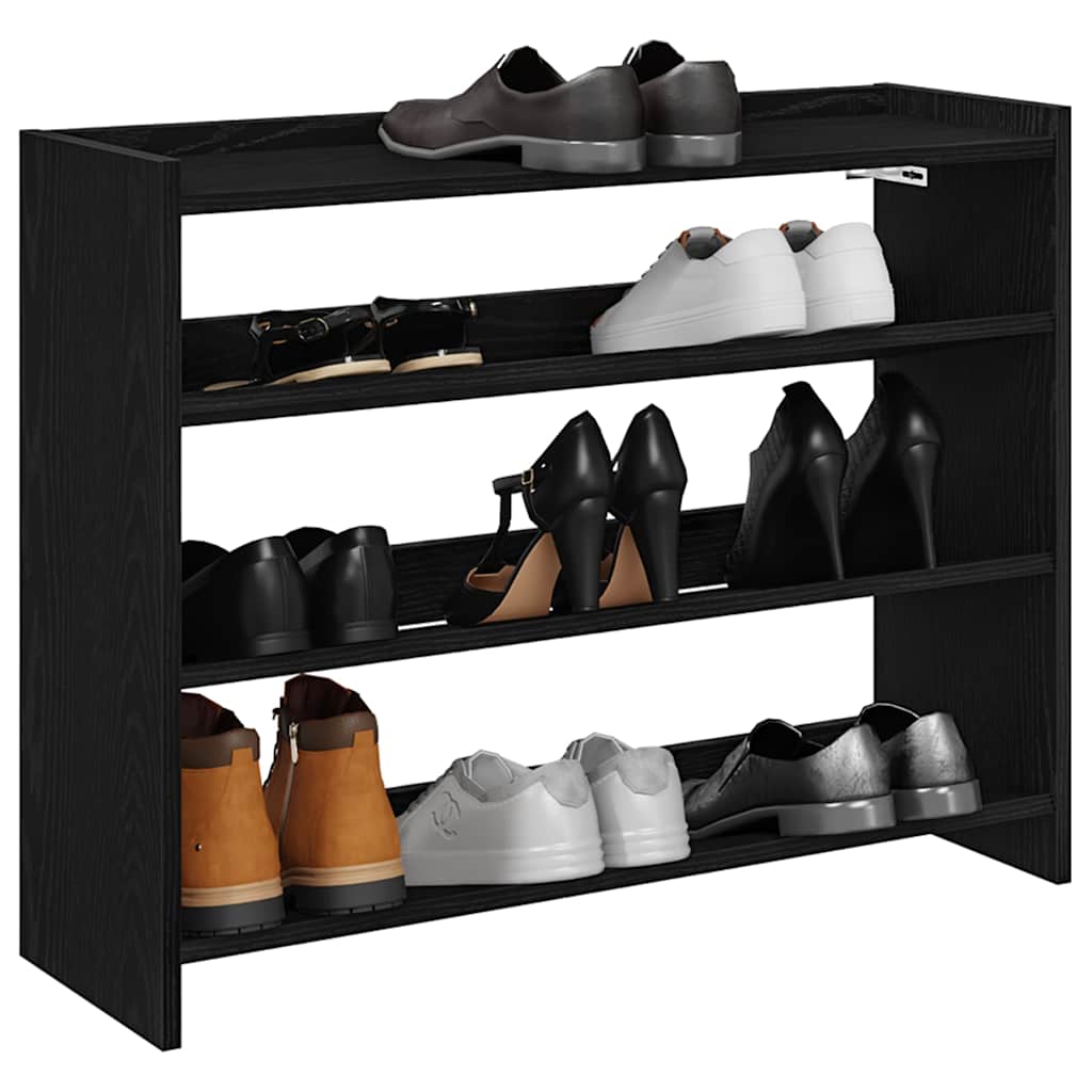 Étagère à chaussures noir 80x25x62 cm bois d'ingénierie