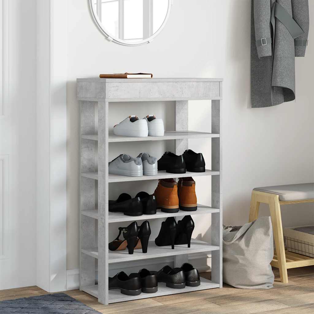 Étagère à chaussures gris béton 60x30x98 cm bois d'ingénierie - XIOS