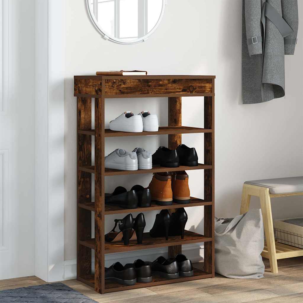 Étagère à chaussures chêne fumé 60x30x98 cm bois d'ingénierie - XIOS