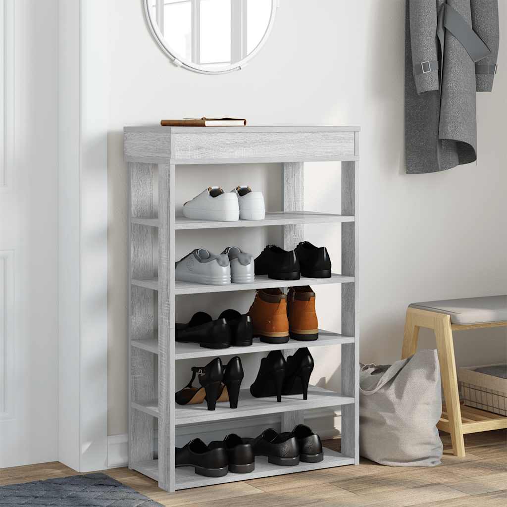 Étagère à chaussures sonoma gris 60x30x98 cm bois d'ingénierie - XIOS