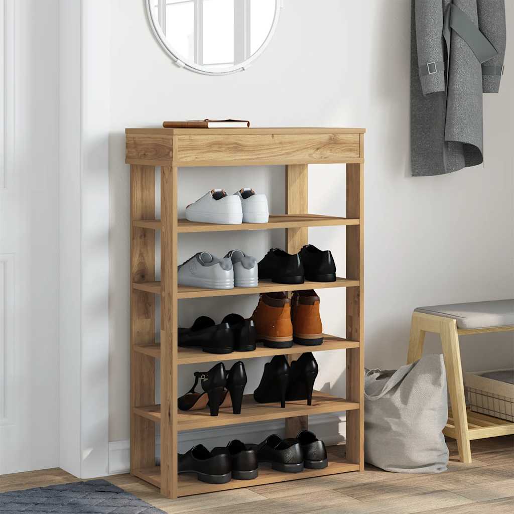 Étagère à chaussures chêne artisanal bois d'ingénierie - XIOS