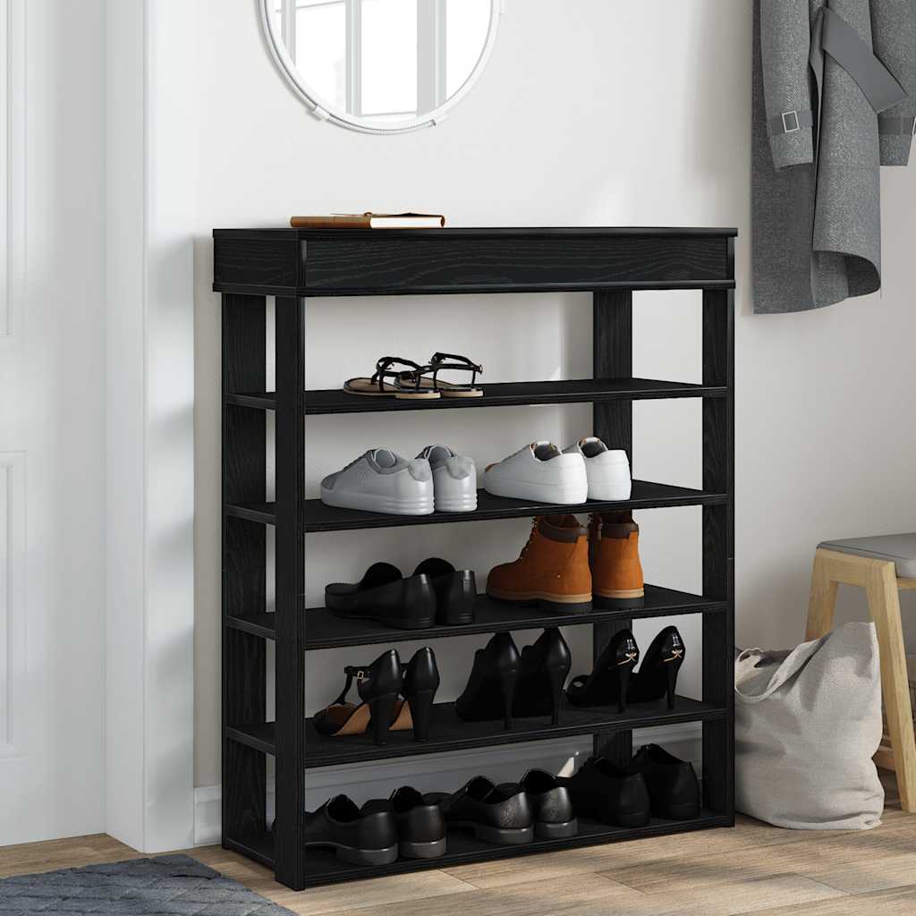 Étagère à chaussures noir 80x30x98 cm bois d'ingénierie - XIOS