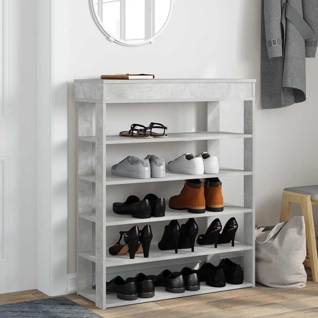 Étagère à chaussures gris béton 80x30x98 cm bois d'ingénierie - XIOS