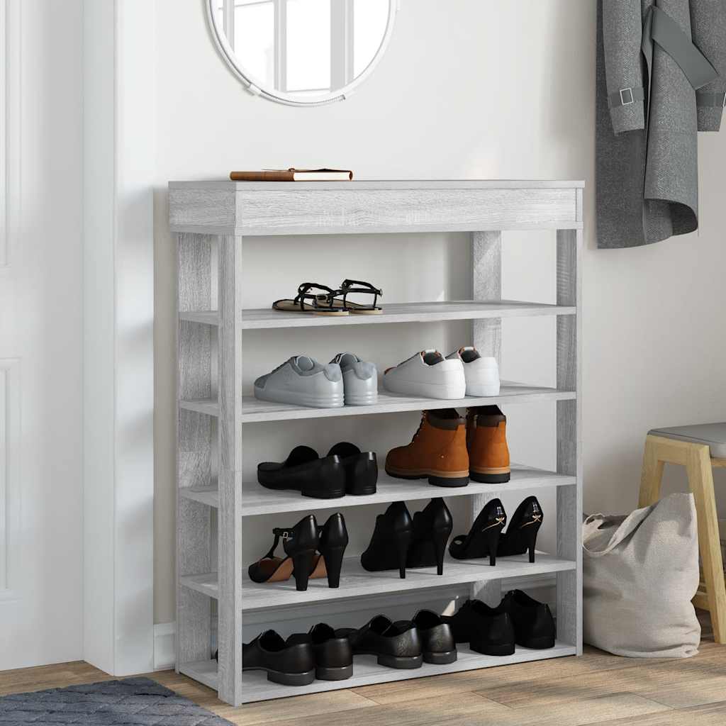 Étagère à chaussures sonoma gris 80x30x98 cm bois d'ingénierie - XIOS