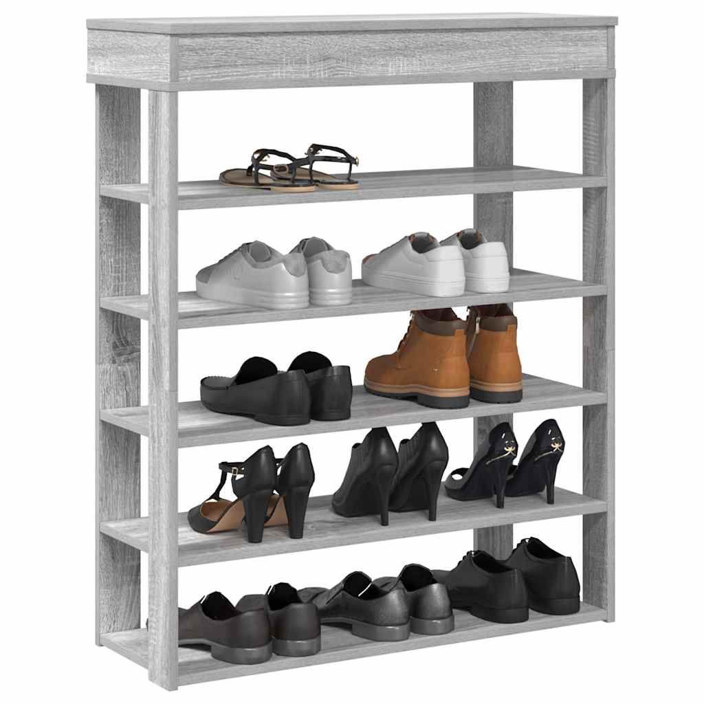 Étagère à chaussures sonoma gris 80x30x98 cm bois d'ingénierie - XIOS