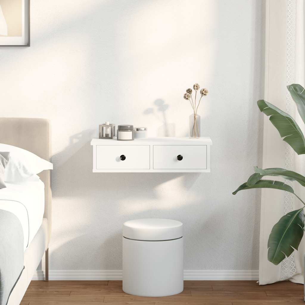 Étagère murale avec tiroirs blanc 60x28x15 cm bois d'ingénierie - XIOS