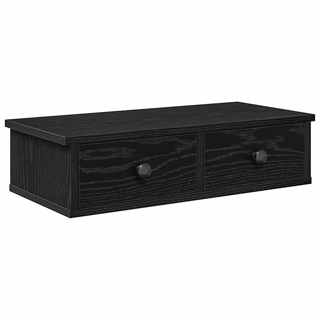 Étagère murale avec tiroirs noir 60x28x15 cm bois d'ingénierie - XIOS