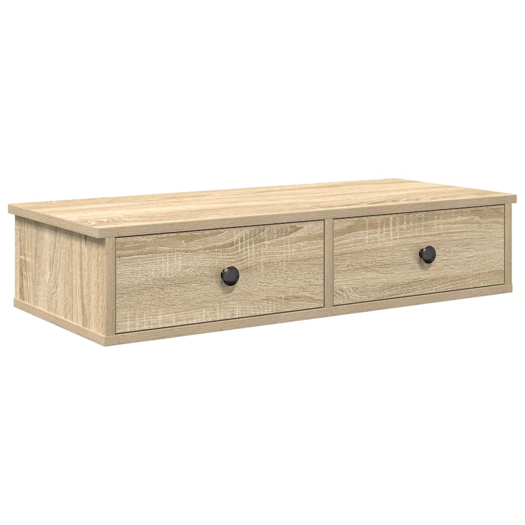 Étagère murale avec tiroirs chêne sonoma bois d'ingénierie