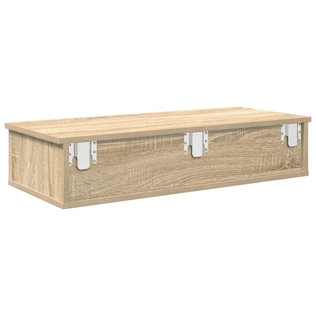 Étagère murale avec tiroirs chêne sonoma bois d'ingénierie