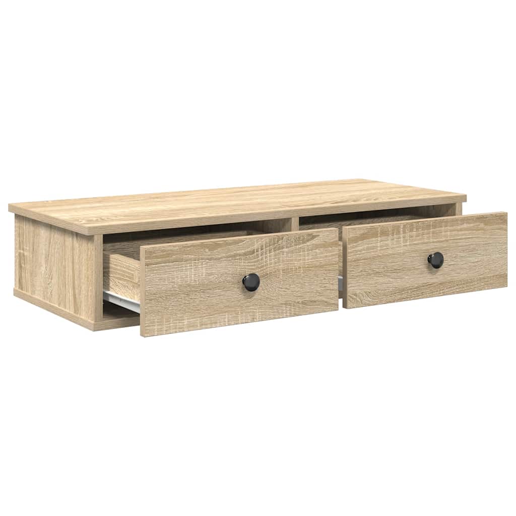 Étagère murale avec tiroirs chêne sonoma bois d'ingénierie