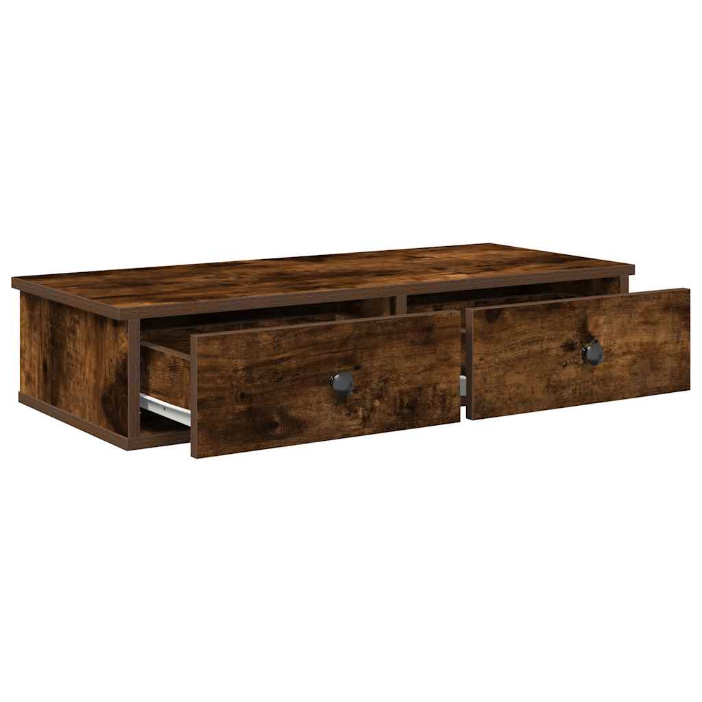 Étagère murale avec tiroirs chêne fumé bois d'ingénierie