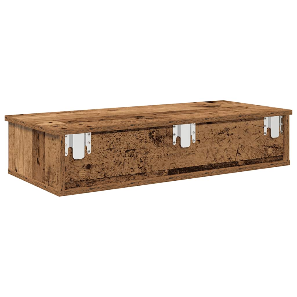 Étagère murale avec tiroirs vieux bois bois d'ingénierie