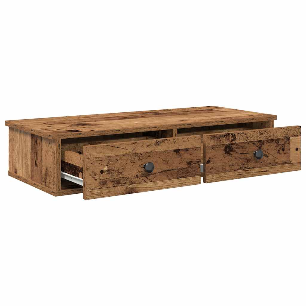 Étagère murale avec tiroirs vieux bois bois d'ingénierie