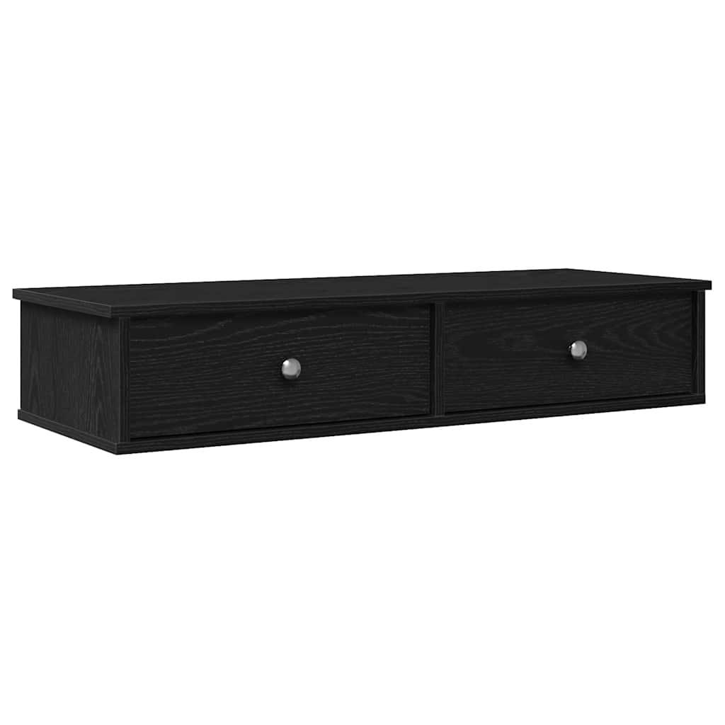 Étagère murale et tiroirs noir 100x37,5x19 cm bois d'ingénierie - XIOS