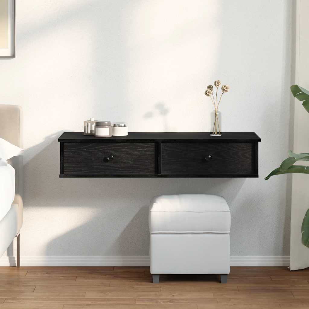 Étagère murale et tiroirs noir 100x37,5x19 cm bois d'ingénierie - XIOS