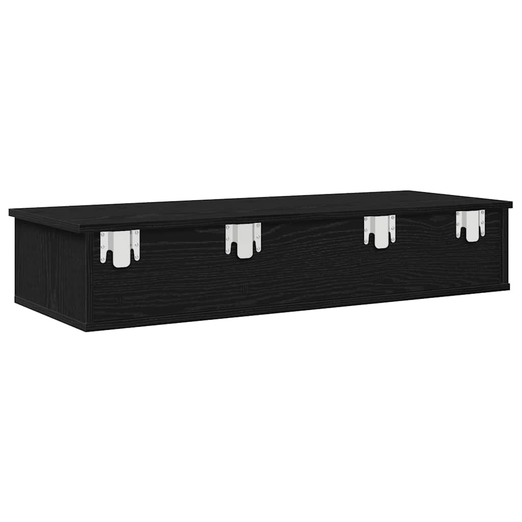 Étagère murale et tiroirs noir 100x37,5x19 cm bois d'ingénierie - XIOS
