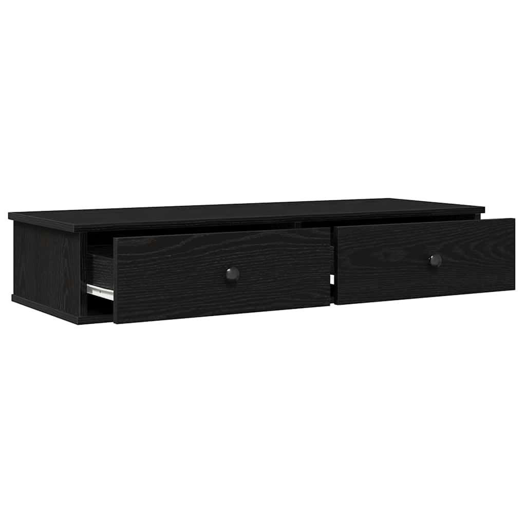 Étagère murale et tiroirs noir 100x37,5x19 cm bois d'ingénierie - XIOS