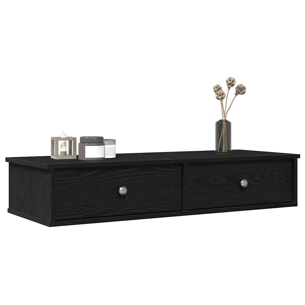Étagère murale et tiroirs noir 100x37,5x19 cm bois d'ingénierie - XIOS